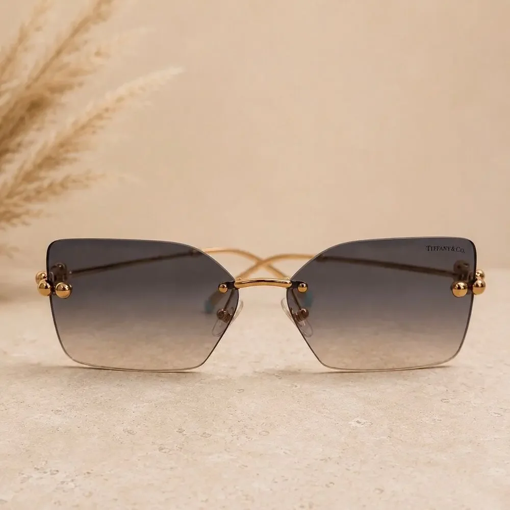 Tiffany & Co. TF3088 Asian Fit 610516 Gold Rimless Gradient Sunglasses